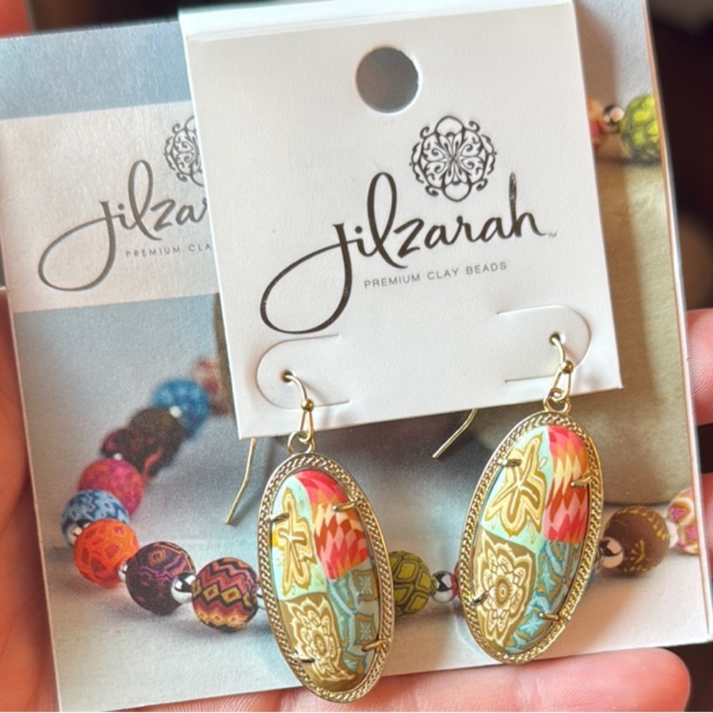 Jilzarah Multicolor Clay Oval Earrings